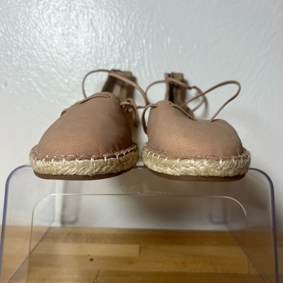 Eileen Fisher Lace Elastic Criss Cross Straps Leather Espadrille Blush Pink Sz 5 - Picture 4 of 10